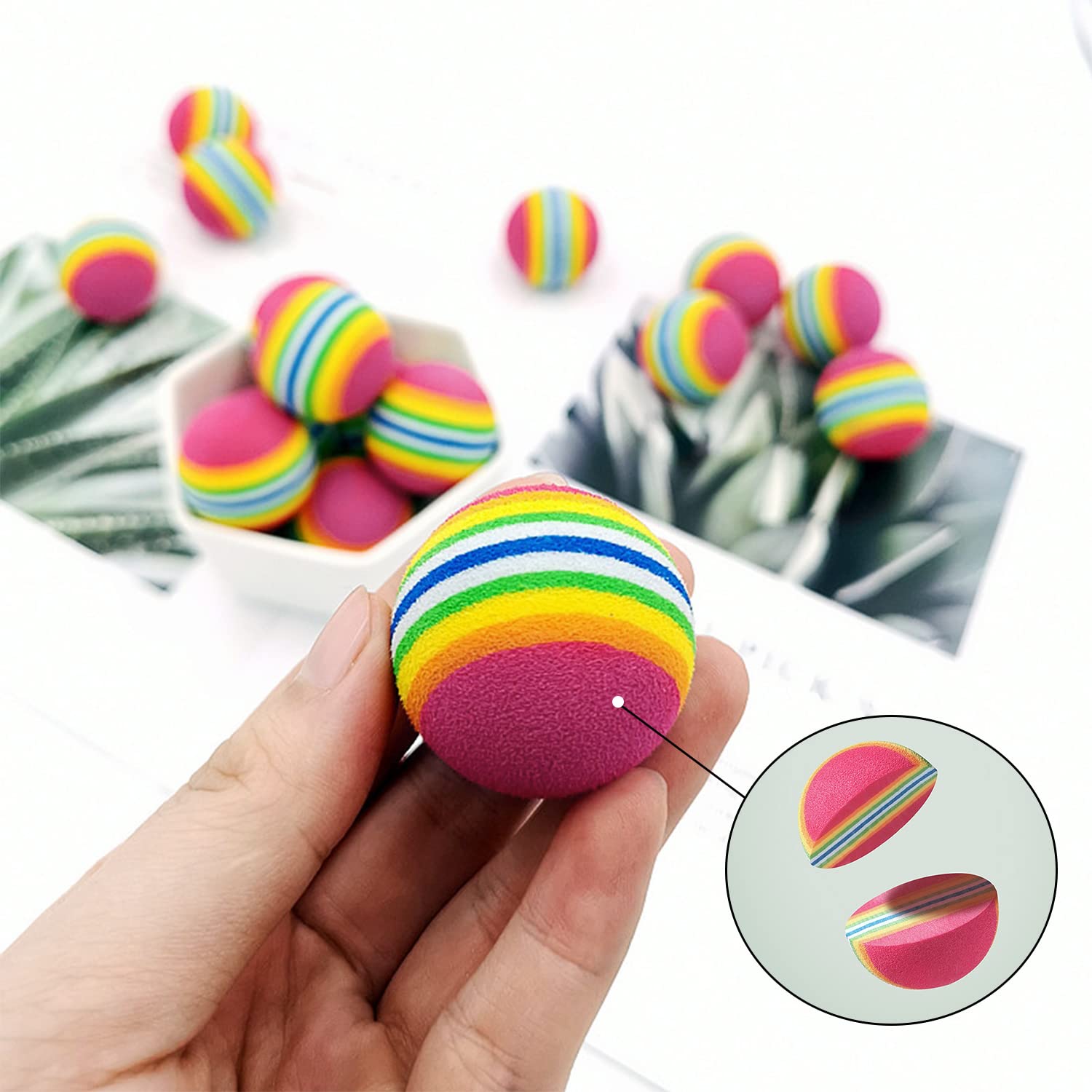 12 Palline Arcobaleno In Schiuma Per Gatti - Giocattoli Mentali E Esercizio Indoor - Foto 7