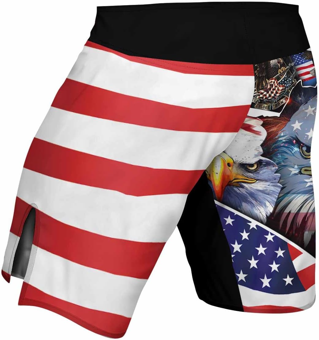 American Independence Day Men's Fight Shorts MMA Boxing BJJ Kickboxing Shorts Trunks Fight Wear
