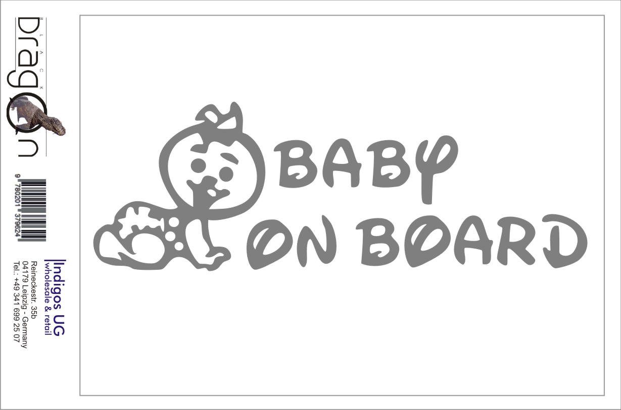 Adesivo Auto JDM – "Baby On Board" (Girl) – Decalcomania In Vinile Bianco Per Auto, Laptop, Finestre – 149mm X 50mm – Prodotto Tedesco - 4