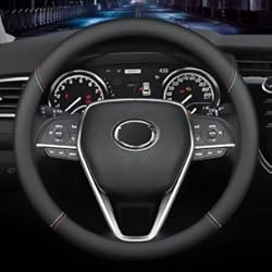 Carodi - Funda para volante de coche, a la moda, de piel de napa antideslizante, 15 pulgadas (aprox. 38 cm), universal (negra)