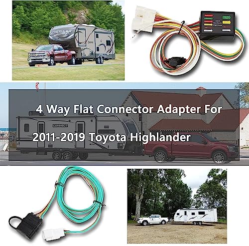 Red Wolf 4 Pin Trailer Wiring Harness Connector Adapter Compatible With Toyota Highlander 2011-2019 For Towing Trailer Add Brake/Signal Light, 4 Way Flat Cable Plug Adaptor Kit #TOP6
