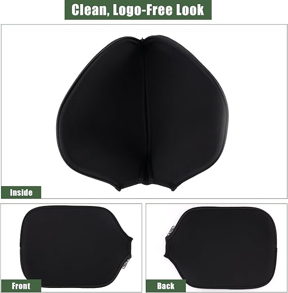 KINBOM 2pcs Pickleball Paddle Covers, Universal 8.6 x 12.2 inch Neoprene Paddle Cover Pickleball Racket Sleeve Paddle Storage Bag for Most USAPA Standard and Elongated Pickball Paddles (Black)