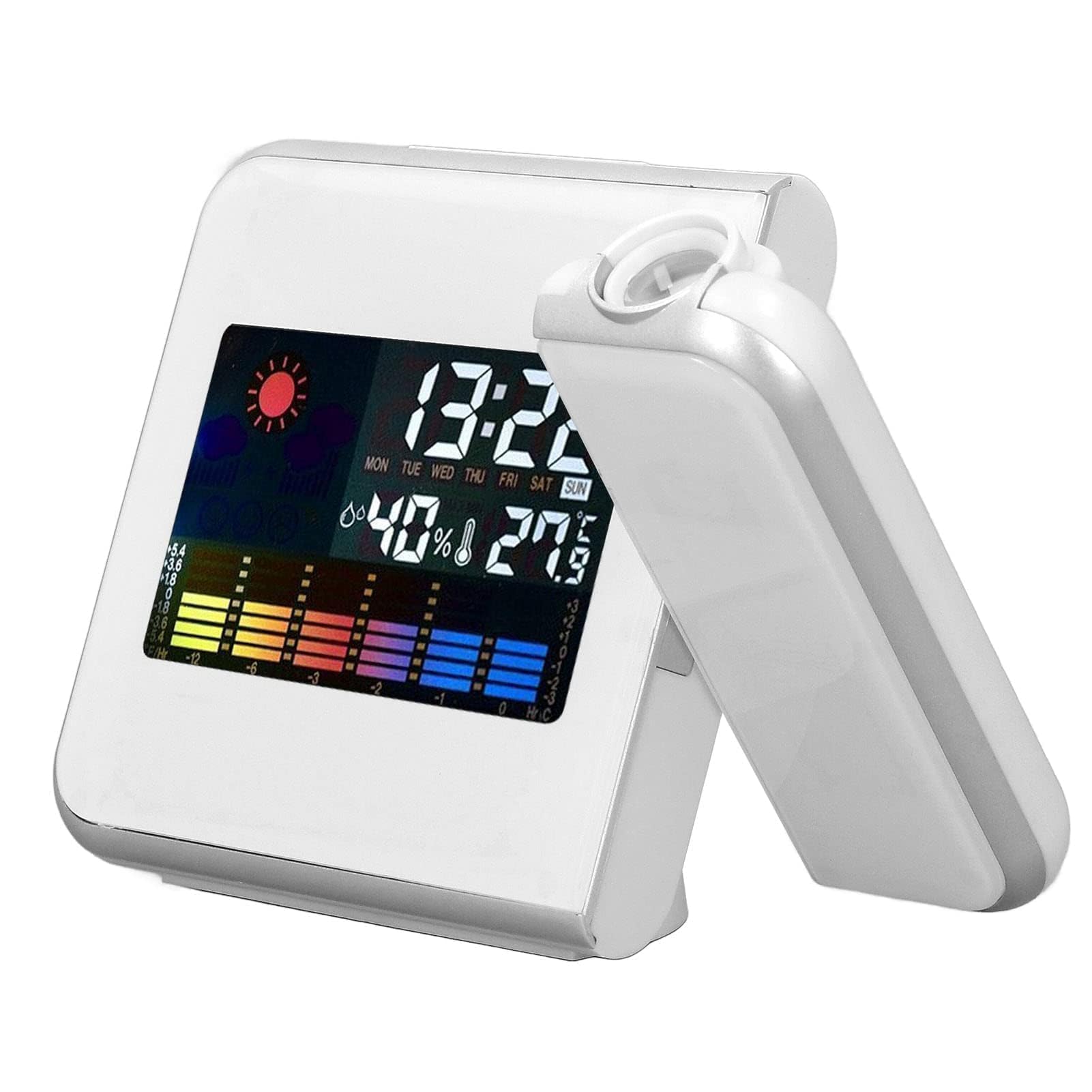 Thermomètre Intérieur Extérieur sans Fil Réveil à Projection Capteur Extérieur Moniteur Humidité Température Prévisions Météorologiques