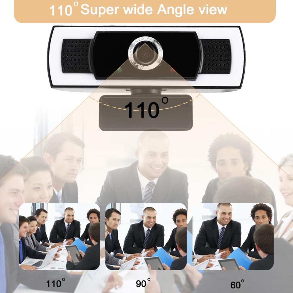 Cámara web con micrófono, zoom automático de 1080P, control de software y cubierta de privacidad, cámara web USB HD para computadora, Plug and Play, para zoom/Skype/equipos, conferencias y