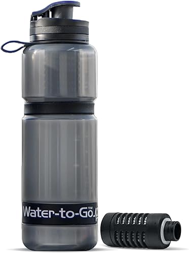 Botella de filtro de agua (activa de 25 oz75 cl), perfecta para viajes internacionales, senderismo, camping y mochilero, incluye filtro purificador
