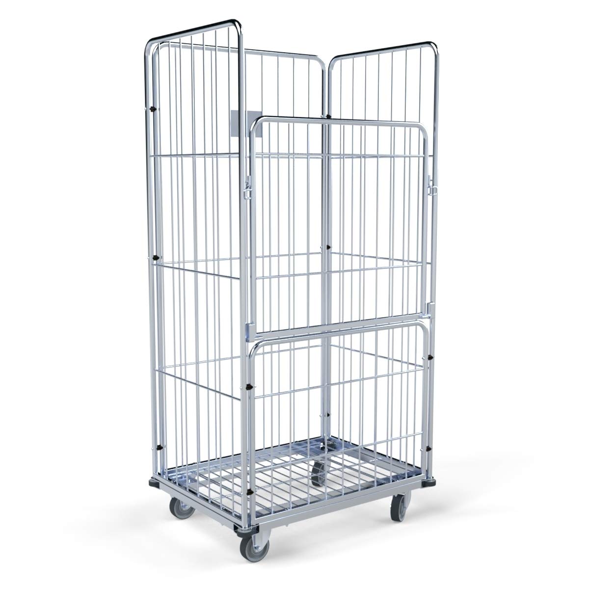 Wäschewagen 850x630x1750 mm 4-seitig mit Stahlboden