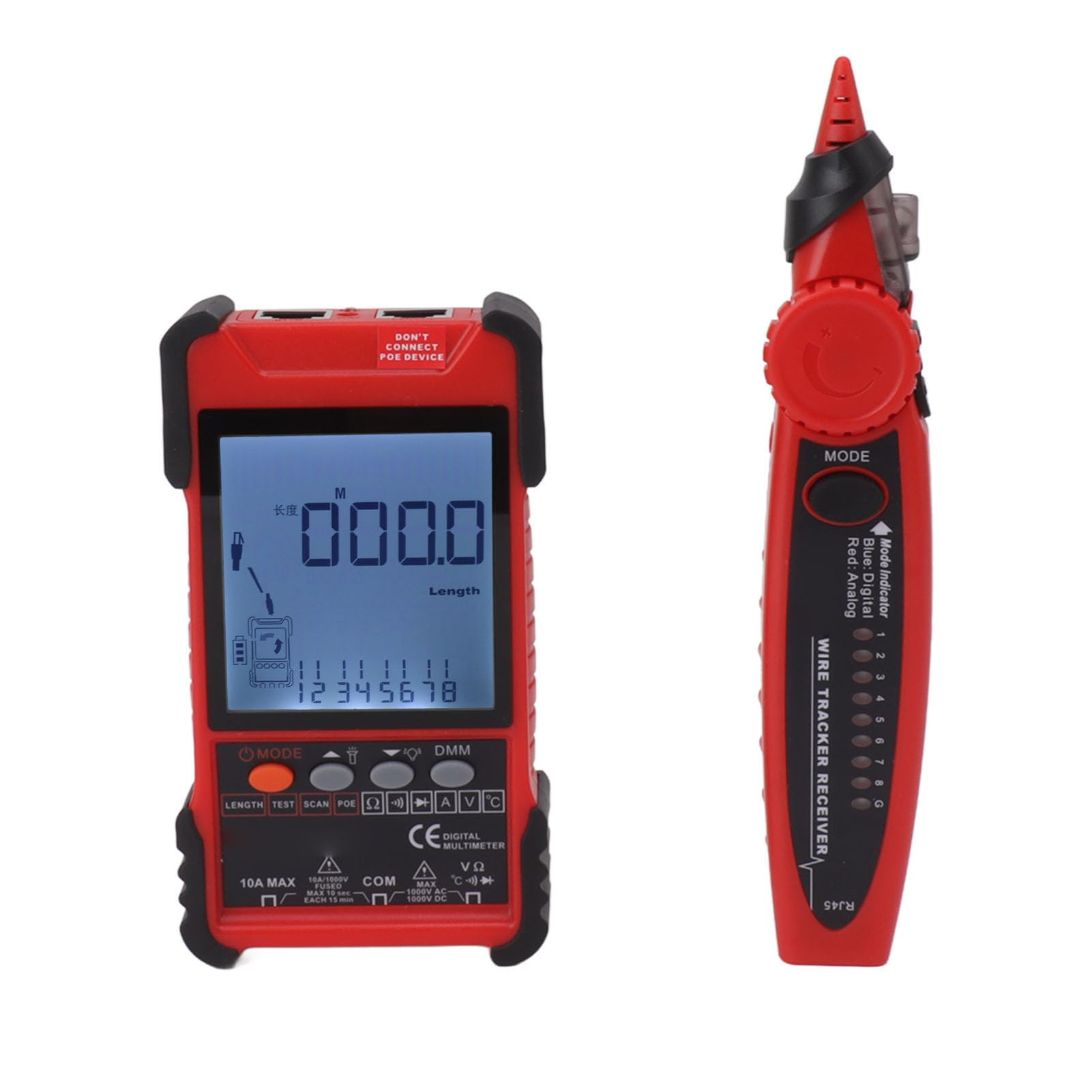 YWBL-WH Kabeltester, Multimeter Kabelsuchgerät, LCD Display (Rot)