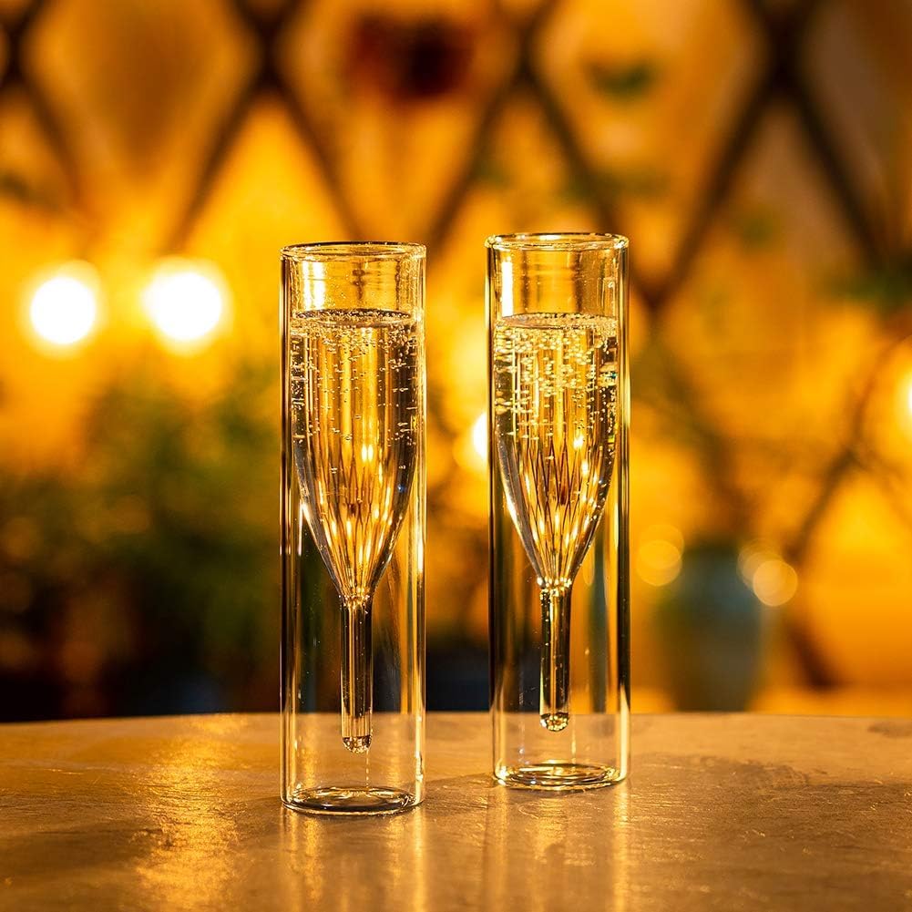 Crystal Wine Glasses - Insulated Champagne Flutes (Set of 4) -2