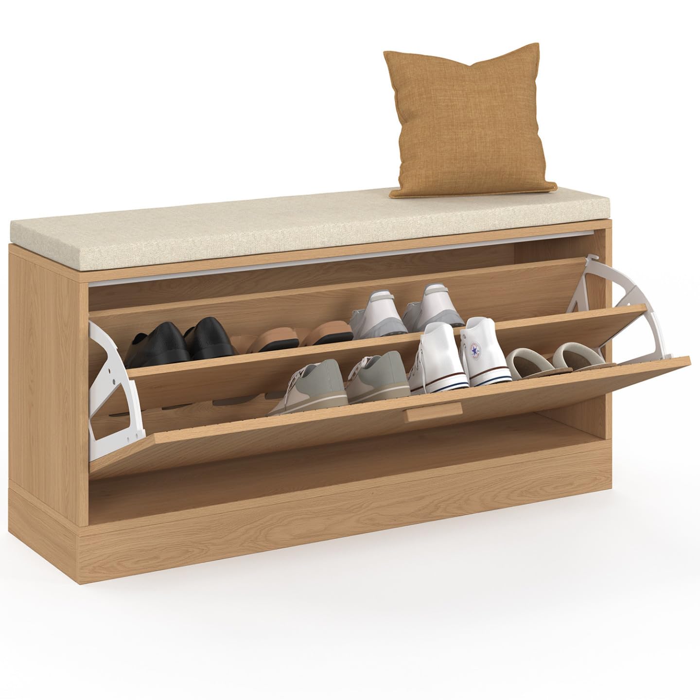 IDMarket - Banc d'entrée Chaussures Juliette Lattes tasseau Bois chêne