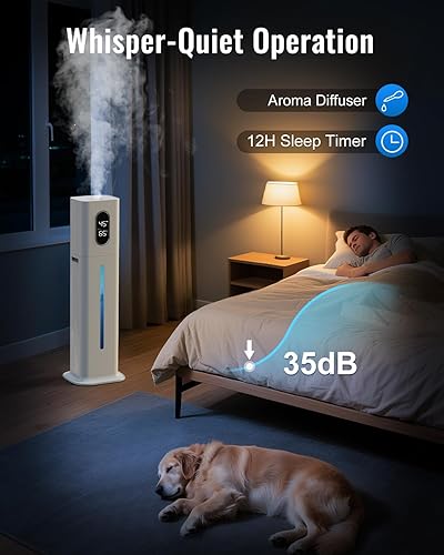 Miniatura 4 de Humidificador para habitación grande, humidificadores de 2.1 galón8 litros para dormitorio, humidificador ultrasónico de niebla fría con ajuste de