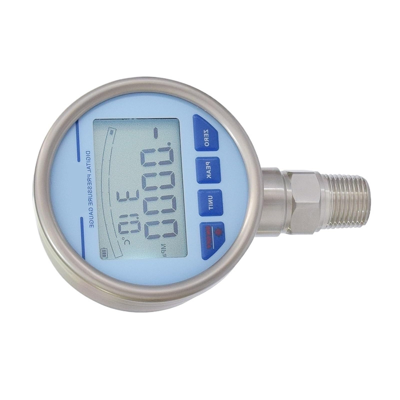 Digitales Manometer, DR3710 Edelstahl-Membrandruckmessgerät, Flüssigkeitsmanometer mit Temperatur(0-600KPa)