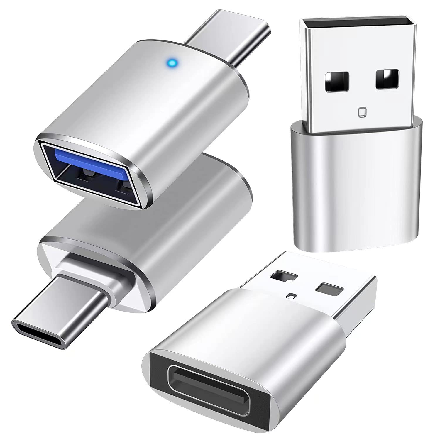 USB Type c 変換アダプタ タイプc usb 変換Type C to USB 変換アダプタ 2個 USB CメスからUSBオス変換アダプター 2個 USB 3.0 /2.0ポート スマホ USB 変換アダプタ USBハブ Mac-Book/i-Mac/Sur-face Pro 等 ノートPC 他対応 USBハブ テレワーク リモート 在宅勤務（銀）