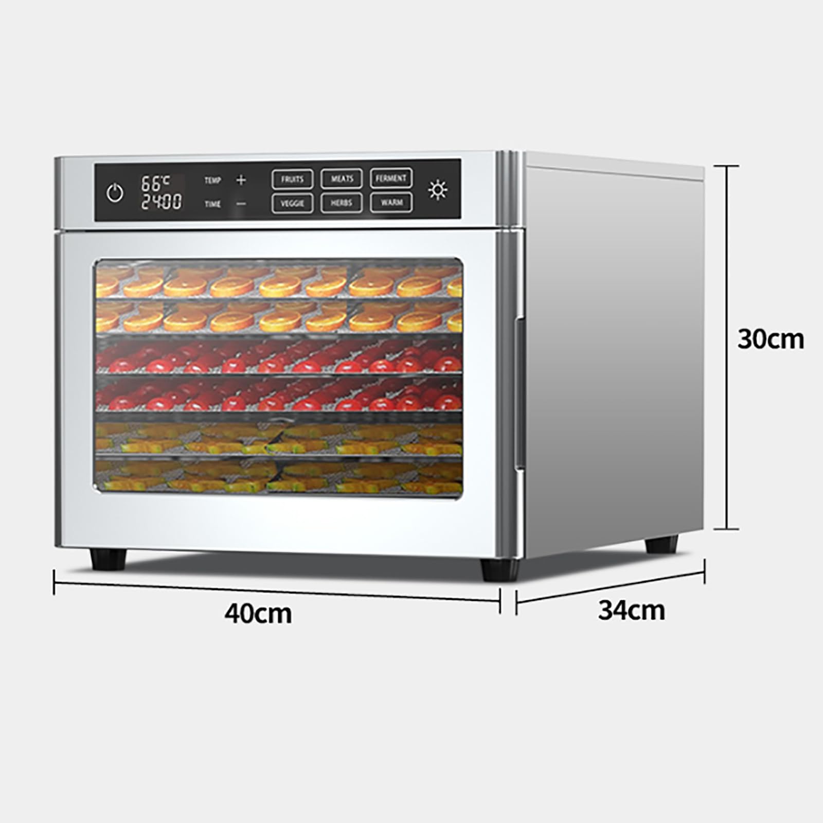 Deshidratador De Alimentos De 6/8 Capas, Liofilizador Comercial, Tiempo Ajustable: 30 Min-24 H, Temperatura Ajustable: 30 ℃-85 ℃, Calentamiento Circulatorio De 360°, para Verduras, Frutas