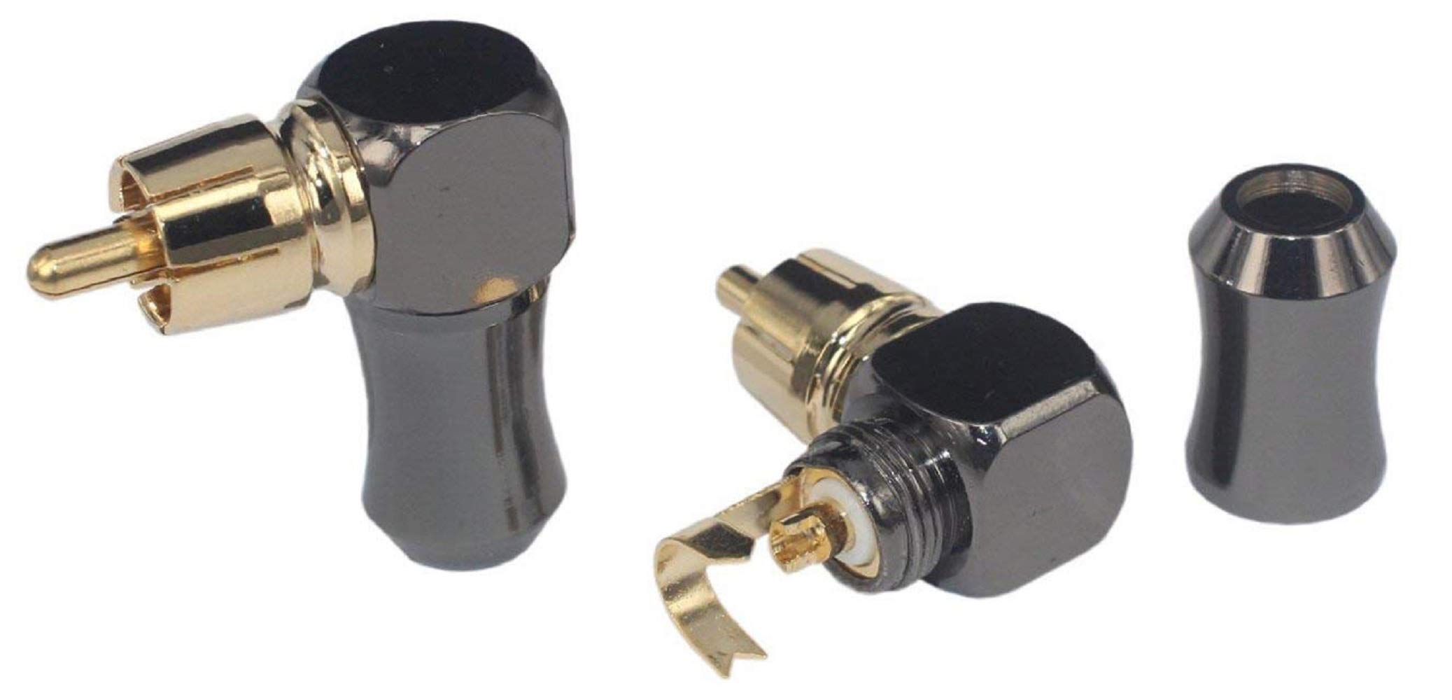 KK-01-4 [4Pcs 90Ã‚° Angle] Hi End RCA Male Plug Adapter Audio Phono Gold Plated Solder Connector KK-01-4