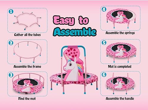 Miniatura 24 de Mini Trampolín Sin Espacios de 36" Trampolín para Niños Pequeños con Mango para Niños, Trampolín Pequeño para Niños de 36 pulgadas para Interior y