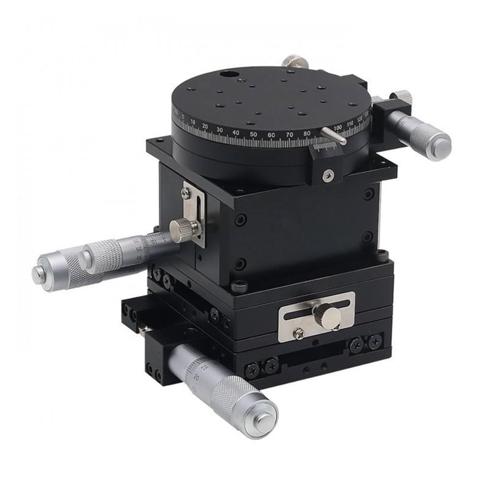 80x80mm Crossed Guide Rail XYZR 4-Axis Micrometer Linear Stage Manual Linear Stage