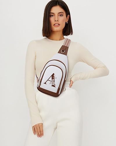 Miniatura 2 de Bolso cruzado personalizado para mujer, bolsos de cuero con letra inicial, bolsa de pecho para viajes, regalo para esposa y mamá