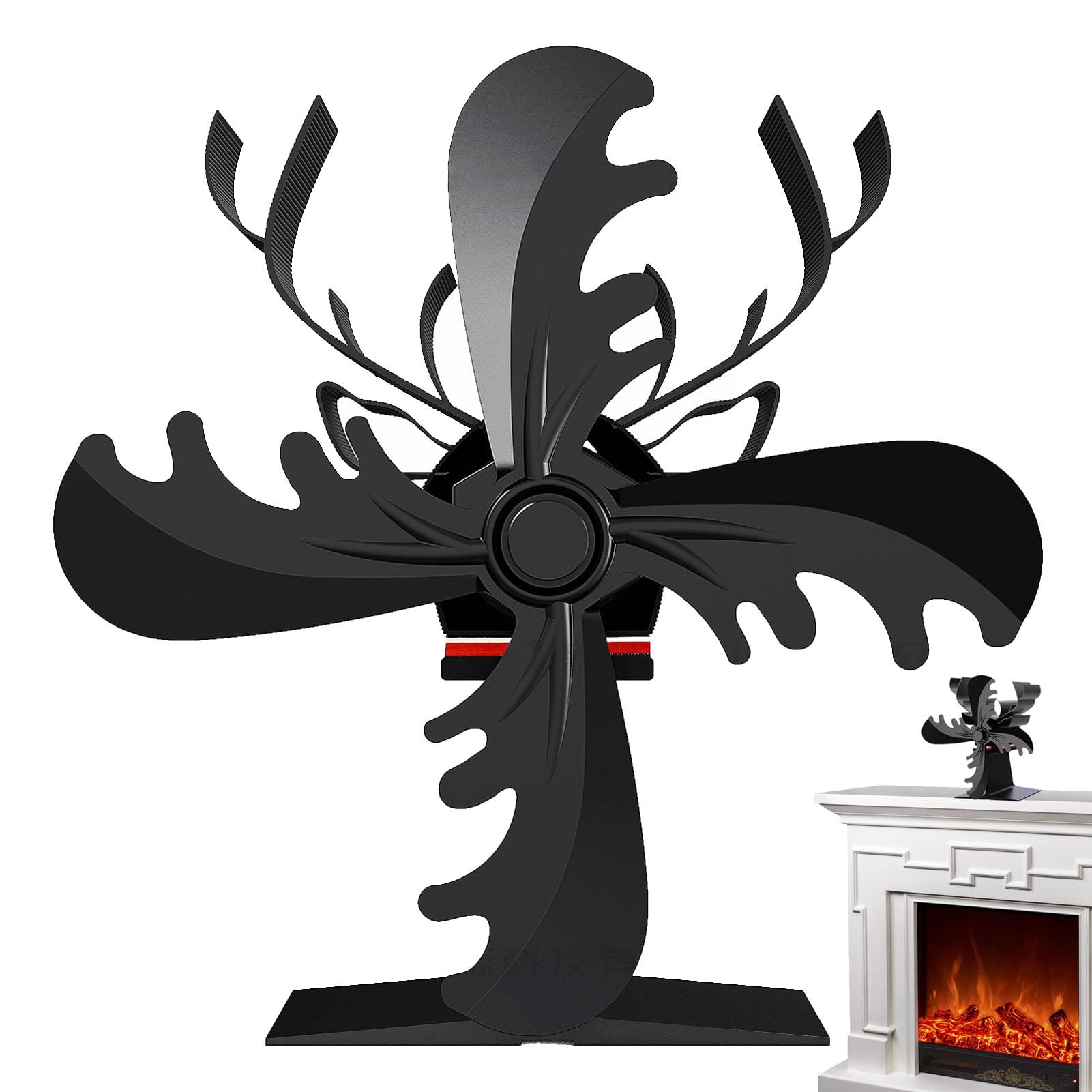 Ventilatore per Stufa a Legna Alimentato a Calore | Ventilatore | per Stufa a a 4 Foglie,Ventilatore Termico a Forma di Renna, per Stufa a Legna, Ventilatore per Stufa