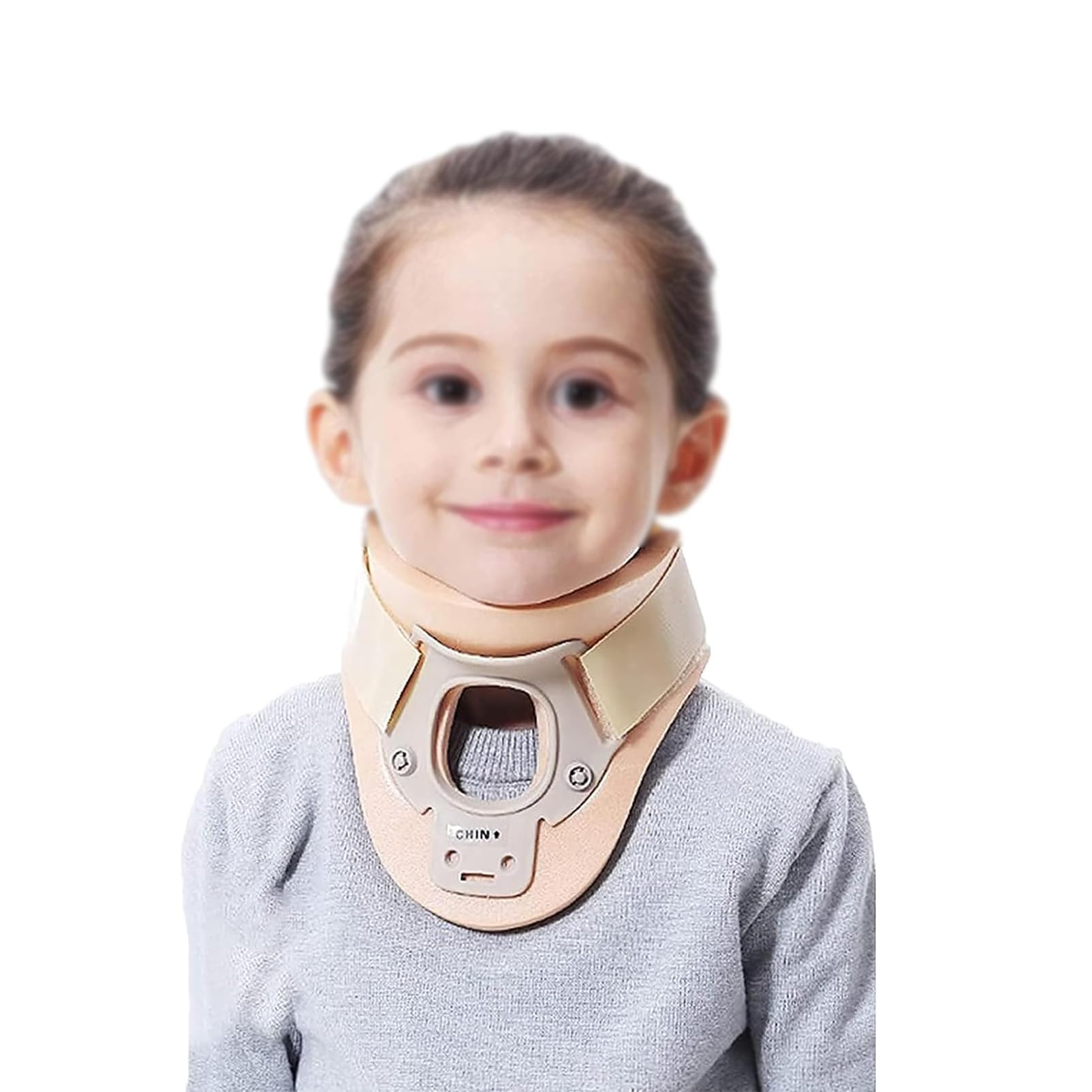 Collare cervicale per Bambini, Collare cervicale per Bambini con Design Frontale Tagliato ad Aria, avvolgimento e alleviare la Compressione, V Design della Forma Si Adatta al Mento,Beige