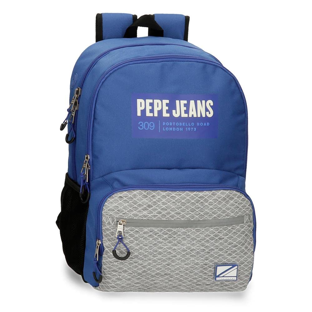 Pepe Jeans Darren Mochila Escolar Doble Compartimento Azul 33x46x17 cms Poliéster 25,81L