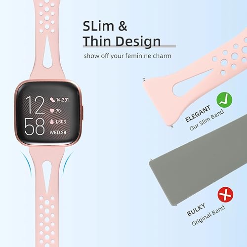 Miniatura 2 de Odbeai Paquete de 4 correas deportivas delgadas compatibles con Fitbit Versa 2  VersaVersa LiteVersa SE, Versa 2 correas para mujeres y hombres,