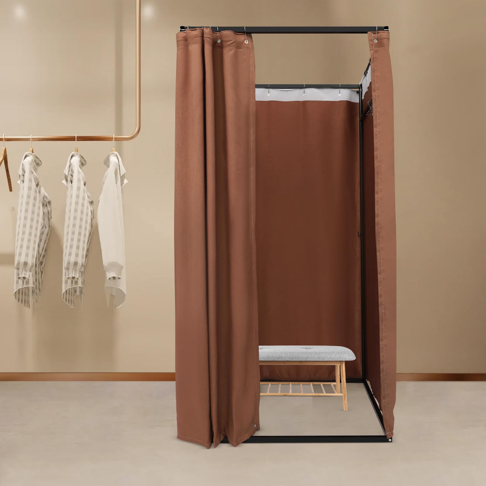 Spogliatoio portatile, spogliatoio indipendente, 100 x 100 x 200 cm, robusto armadio con ganci appendiabiti e protezione 100% privacy per giardino, matrimoni ed eventi, facile da montare, per 3-4