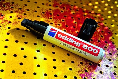 Miniatura 7 de edding Marcador permanente 800 - Azul - 5 bolígrafos - Punta de cincel de 4 a 0.472in - para marcas audaces - Impermeable, de secado rápido y a