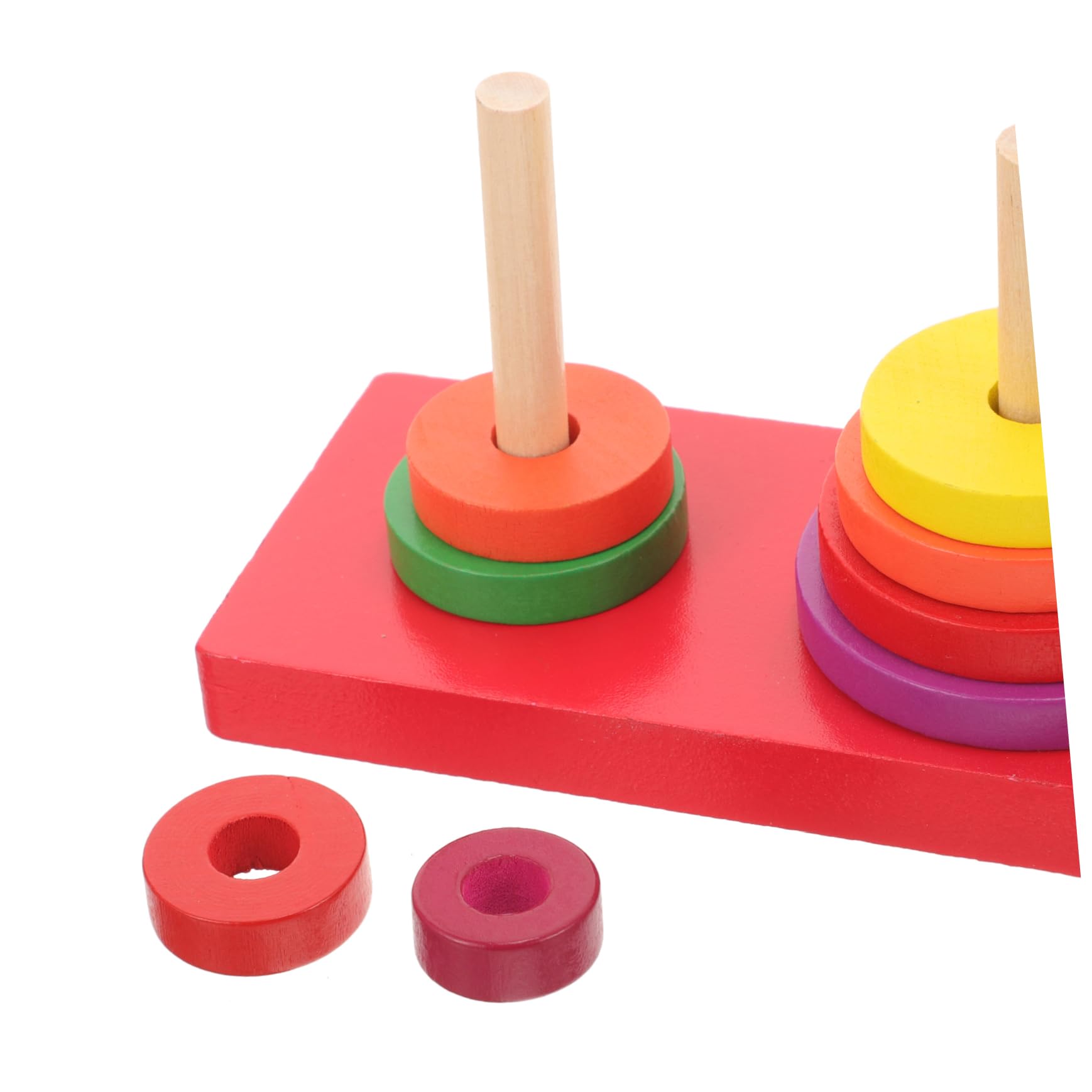 Vaguelly Wooden Puzzle Tower Tower of Hanoi Colourful Ring Stacking Game Educational STEM Toy for Boys and Girls Developmental Wooden Blocks Set Early Learning for Kids Children - Image 2
