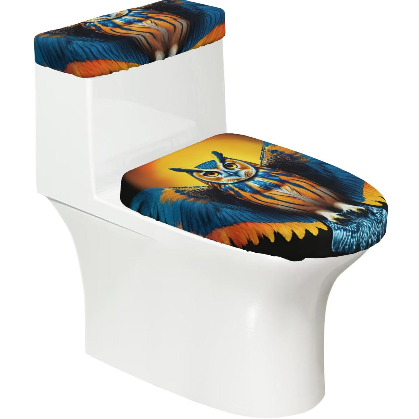 X Psblty Abstract Animal Art Illustration Toilet Seat Cover Set 2 Piece Bathroom Decor Toilet Lid Cover With Tank Top Cover Stretch Fit Soft Fabric For Home 15-21 Inch