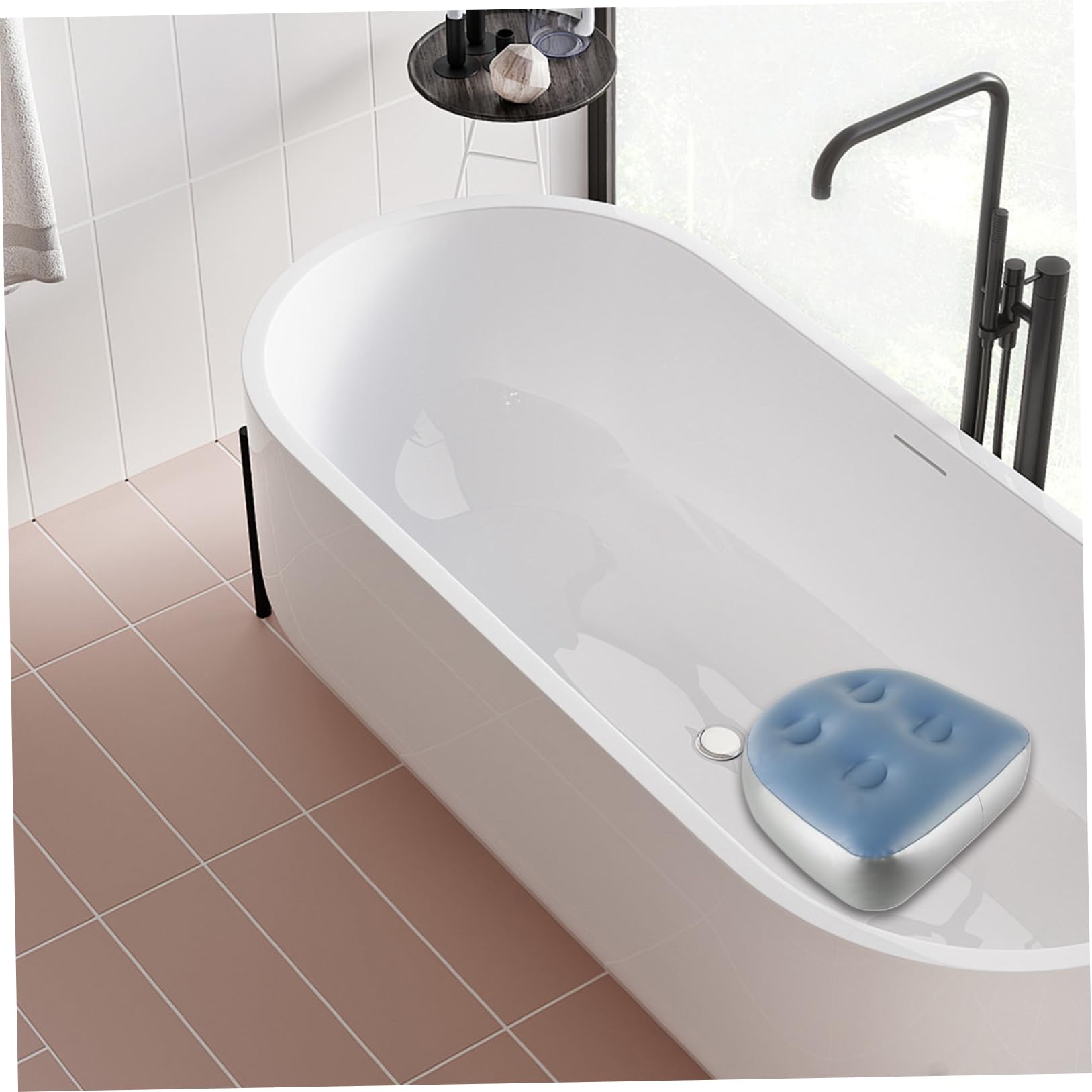 Nirelief Inflatable Hot Tub Seat with Suction Cup 18.5x14.6x5.9in Hot Tub Seat Reusable PVC Spa Pool Booster for Adults, Blue Booster for Adults