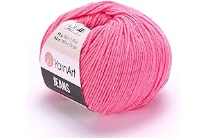 YarnArt Jeans Sport Yarn, Pink Cotton Acrylic Blend for Knitting, Amigurumi, and Crochet Projects