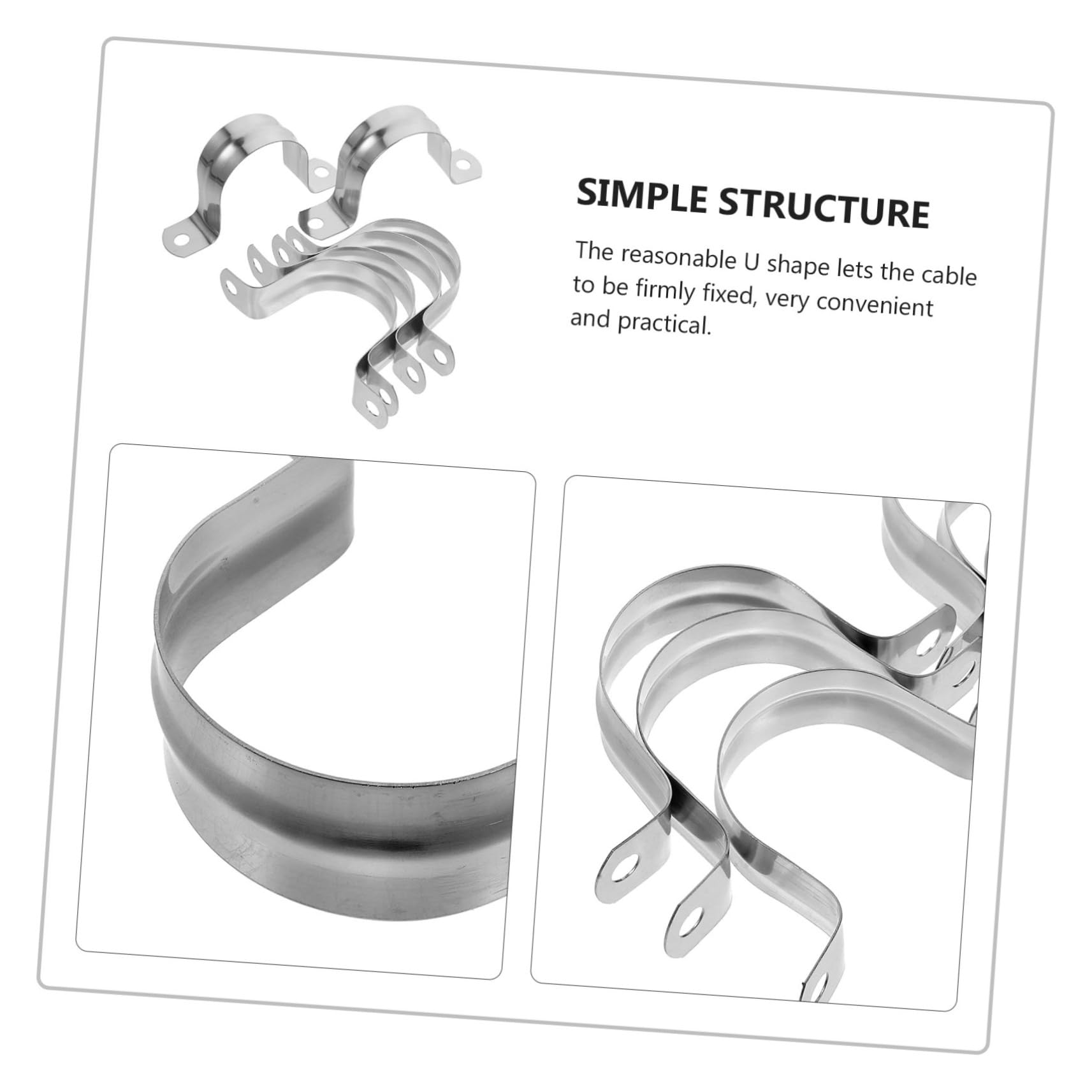 Operitacx 100pièces Collier De Serrage u Métallique Pour Tubes Colliers Robustes Pour Câbles Et Tuyaux Fixation Simple