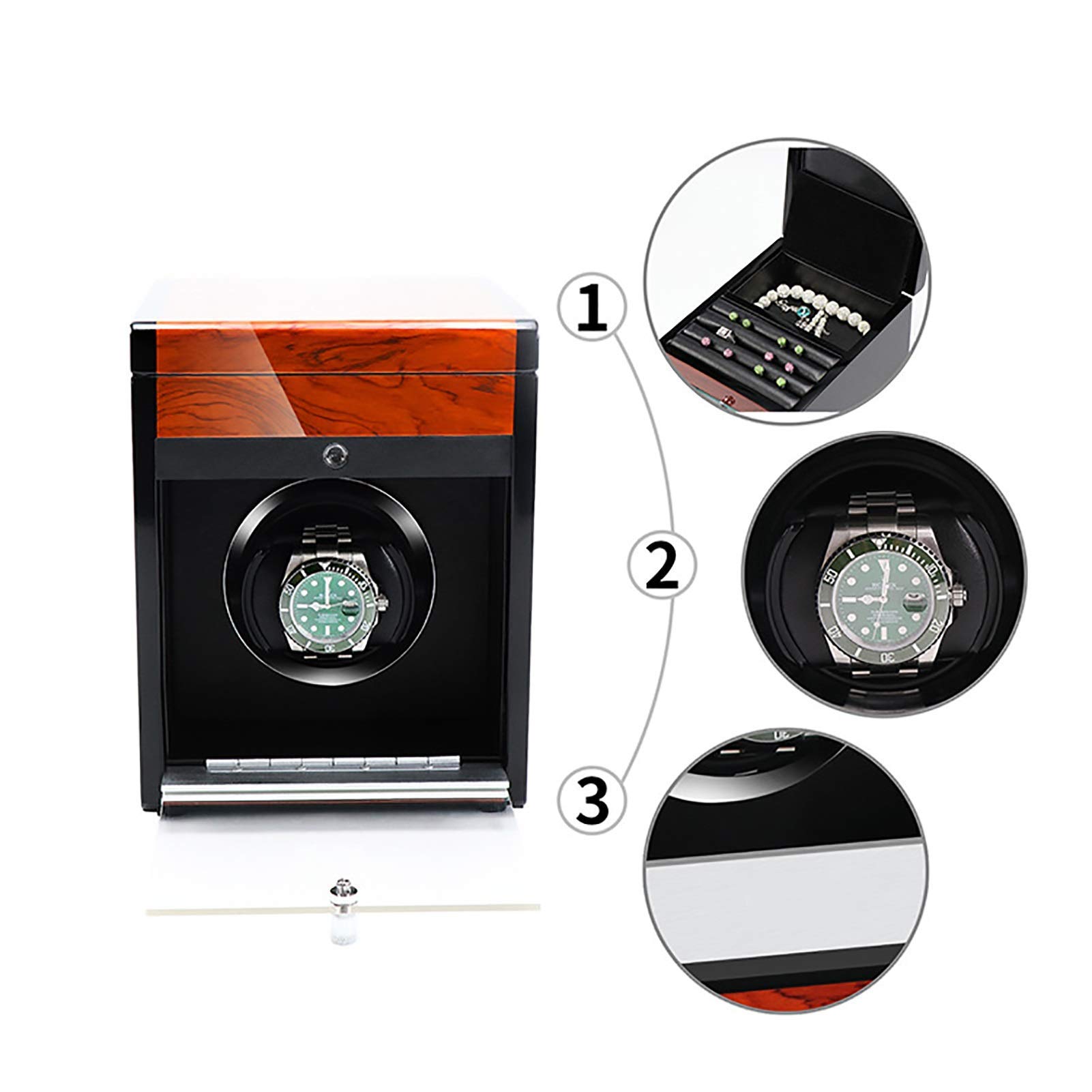 Remontoirs de Montres - Coffret de Rangement en Bois pour Montres connectées avec éclairage LED, Remontoir Automatique pour Montres mécaniques avec contrôle d'accès, Coffret de ran