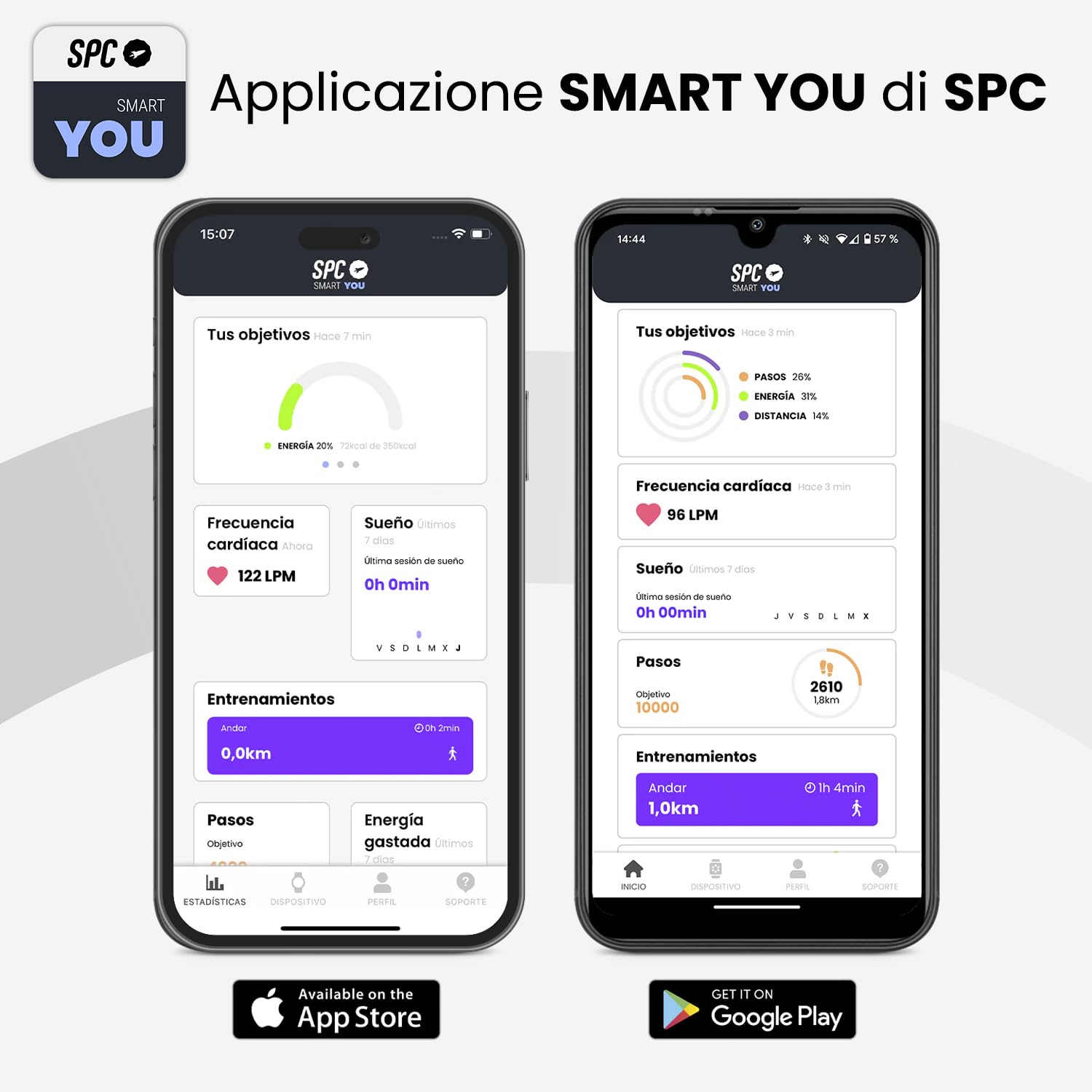 SPC Duo Fit - Smartband con display AMOLED 1,47" | Chiamate e notifiche Bluetooth | Oltre 100 sport | 2 cinturini (beige e bordeaux) | Durata batteria fino a 8 giorni | IP68 | App Smart You