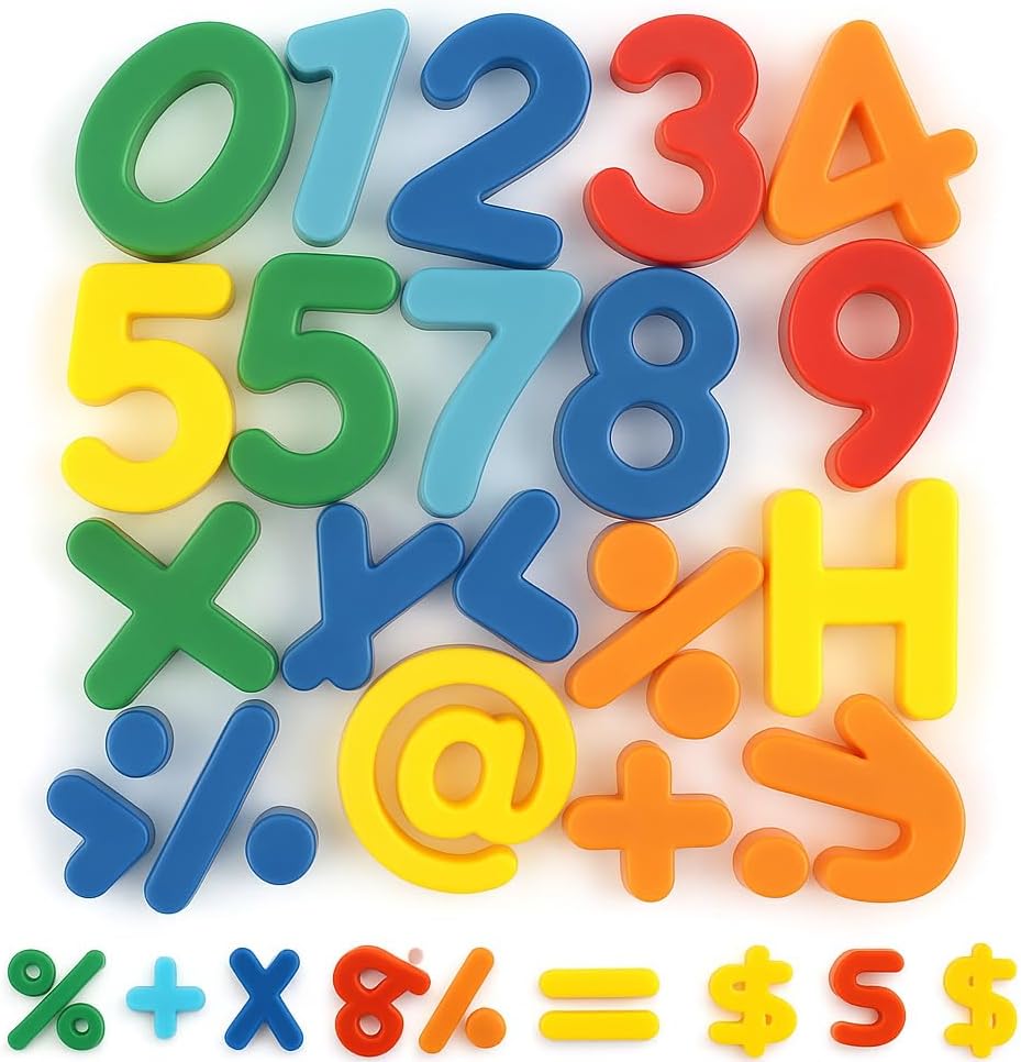 Assorted Numbers Fitto 37 Pieces Magnetic Numbers & Symbols Assorted Colors for Fridge ...