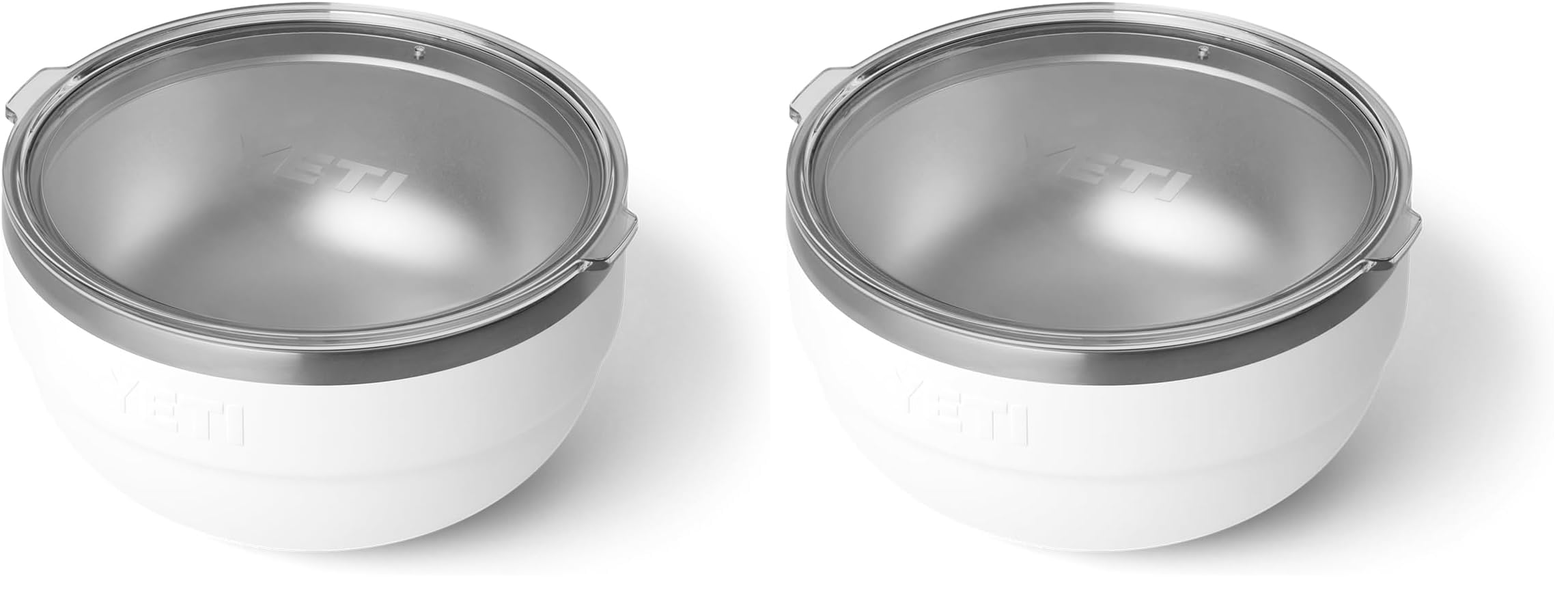 YETI Rambler Bowl, Vacuum Insulated, Stackable and Nestable Stainless Steel Bowl with Lid, 2 Quart, White (Pack of 2)