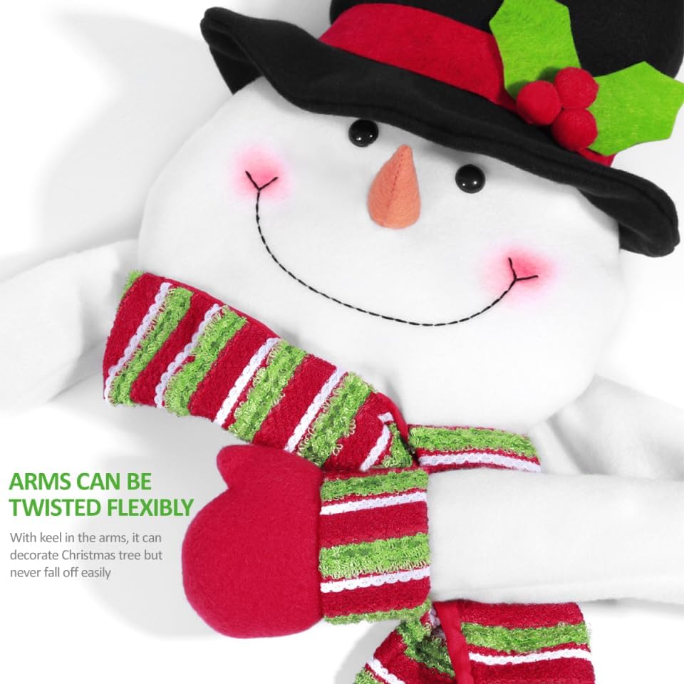 SAFIGLE Snowman Christmas Tree Topper 36 Inch Plush Snowman Head with Knitted Scarf Soft Cotton Padding Holiday Tree Decoration for Winter Home Party