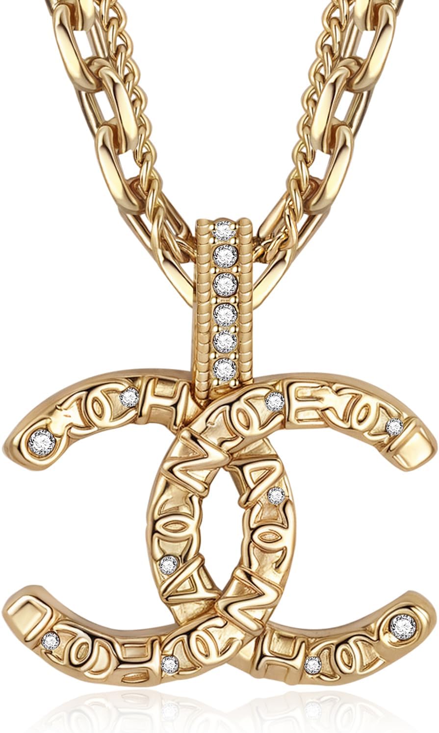 BUENAVO 18K Gold-Plated Double-Layer Stacked Necklace, Elegant Letter Design, Fashionable Valentine's Day Jewelry Gift, Trendy Necklace For Women