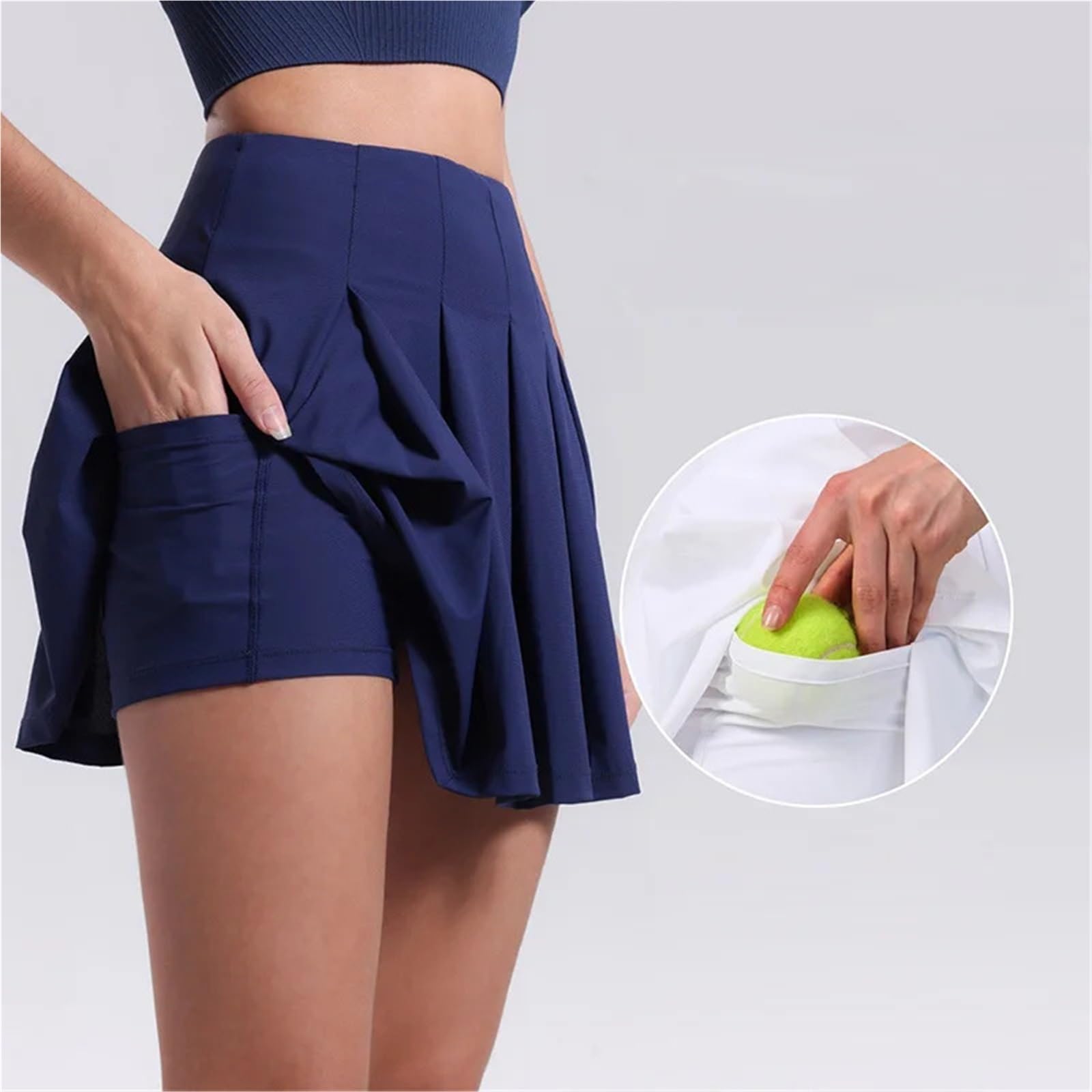 Falda de Tenis Plisada Nailon Spandex con Bolsillos | Multicolor SML XL Deportes Tenis Running Gimnasio Ocio: Plisados ​​Bolsillos Stretch Mujer