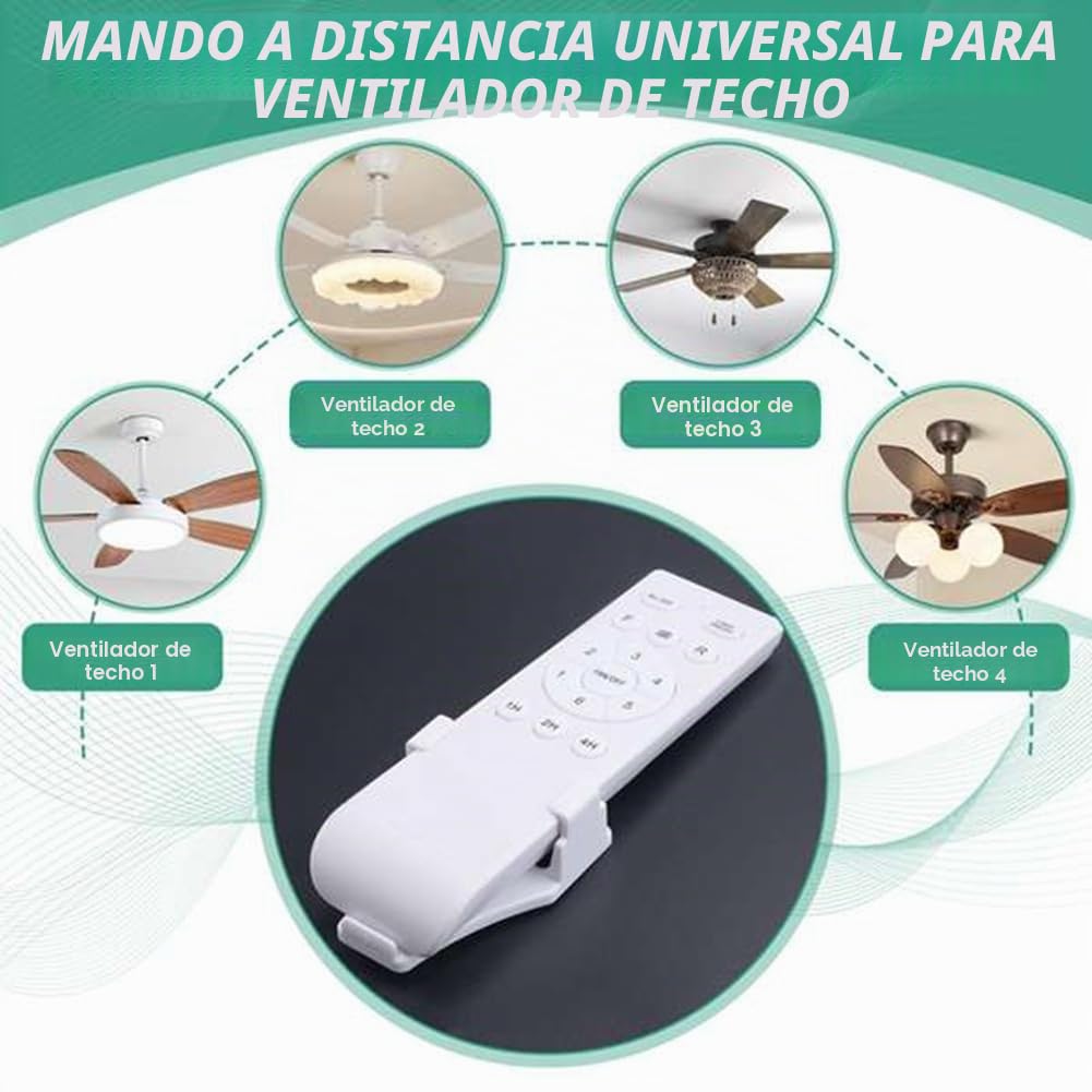 Kit de Mando a Distancia Universal para Ventilador de Techo 40W con Función de Temporización a 6 Velocidades para el Reemplazo de los Mandos a Distancia de los Ventiladores de Techo DC y las