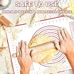 ANAEAT Matelas de cuisson en silicone avec mesures, feuille de fond en silicone non stick & Tapis antidérapant pour la pâte à papier, la fabrication de cookies, pain, pizza, croûte de tarte, tapis de tricot réutilisable (16"x24")