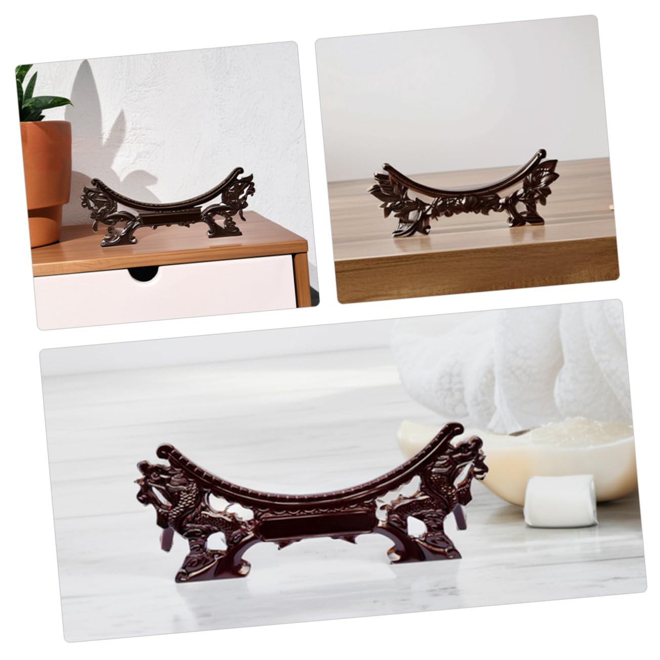 STOBAZA Traditional Dragon Plate Display Stand Holder Plate Storage Rack for Plates for Home Decor Compact Design Sturdy Support for Plate Showcase