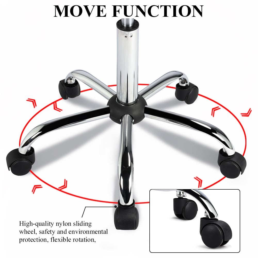 Yaheetech Tabouret à Roulette Erconomique Haut roulettes Coussin de Massage Salon Hauteur Réglable pour Coiffure Cuisine Bureau Clinique Pub Noir