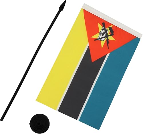 Miniatura 478 de Bandera de mesa Sierra Leona de 5 x 8 pulgadas, bandera de escritorio de Sierra Leona, 8.3 x 5.5 in, barra y base de plástico negro AZ FLAG