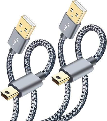Cable mini USB trenzado de 6 pies, tipo A macho a Mini-B, cable de carga para Garmin Nuvi, cargador de controlador PS3, cable de datos de