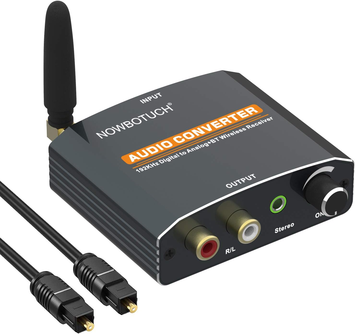 192kHz DAC Digital to Analog Converter With Bluetooth 5.0 Receiver - Volume Control, Optical Coaxial SPDIF Toslink to Stereo L/R RCA 3.5mm Audio Adapter
