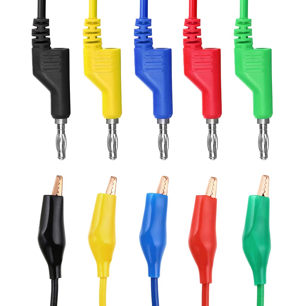 Sumnacon Multimeter Test Lead Set - Stackable Banana Plug to Alligator Clips Test Cable Kit with Protective, Soft Silicone Flexible Electrical Test Wire Leads for Electrical Testing 500V/5A