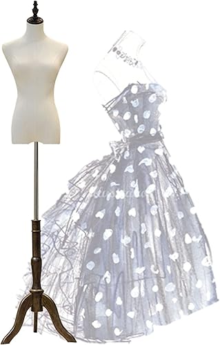 JOOTHIJX Maniquí de sastras, altura ajustable de 47.2 a 71.6 pulgadas, forma de maniquí de torso con trípode de madera para exhibición de joyas,