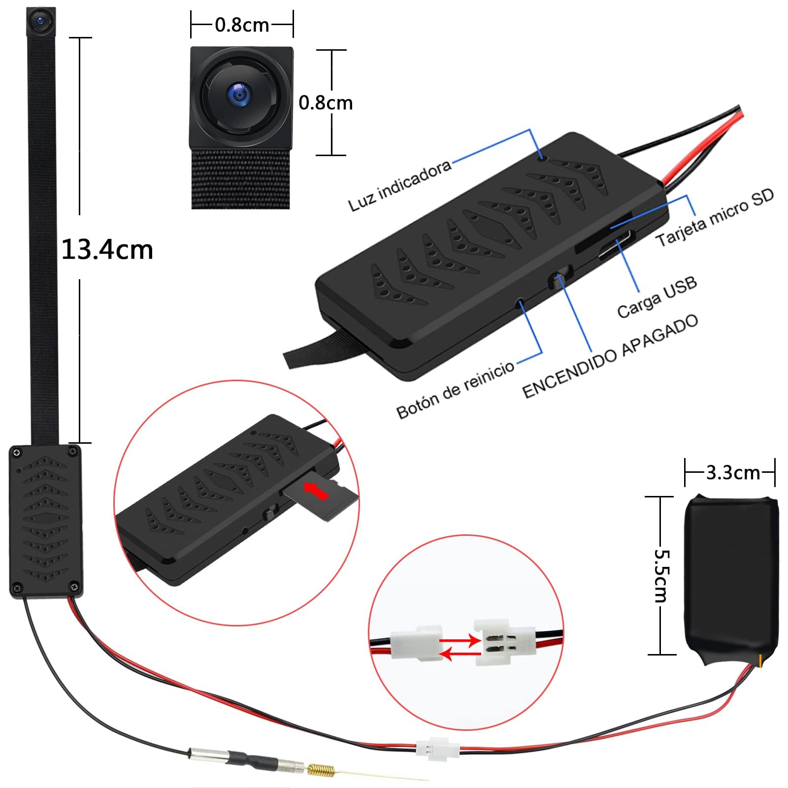 TANGMI Mini Camara Espia 1080P HD, Portátil 2.4G y 5Ghz Micro Camara Espia Oculta, Detección de Movimiento y Grabación en Bucle Mini Cámaras Espías con Batería