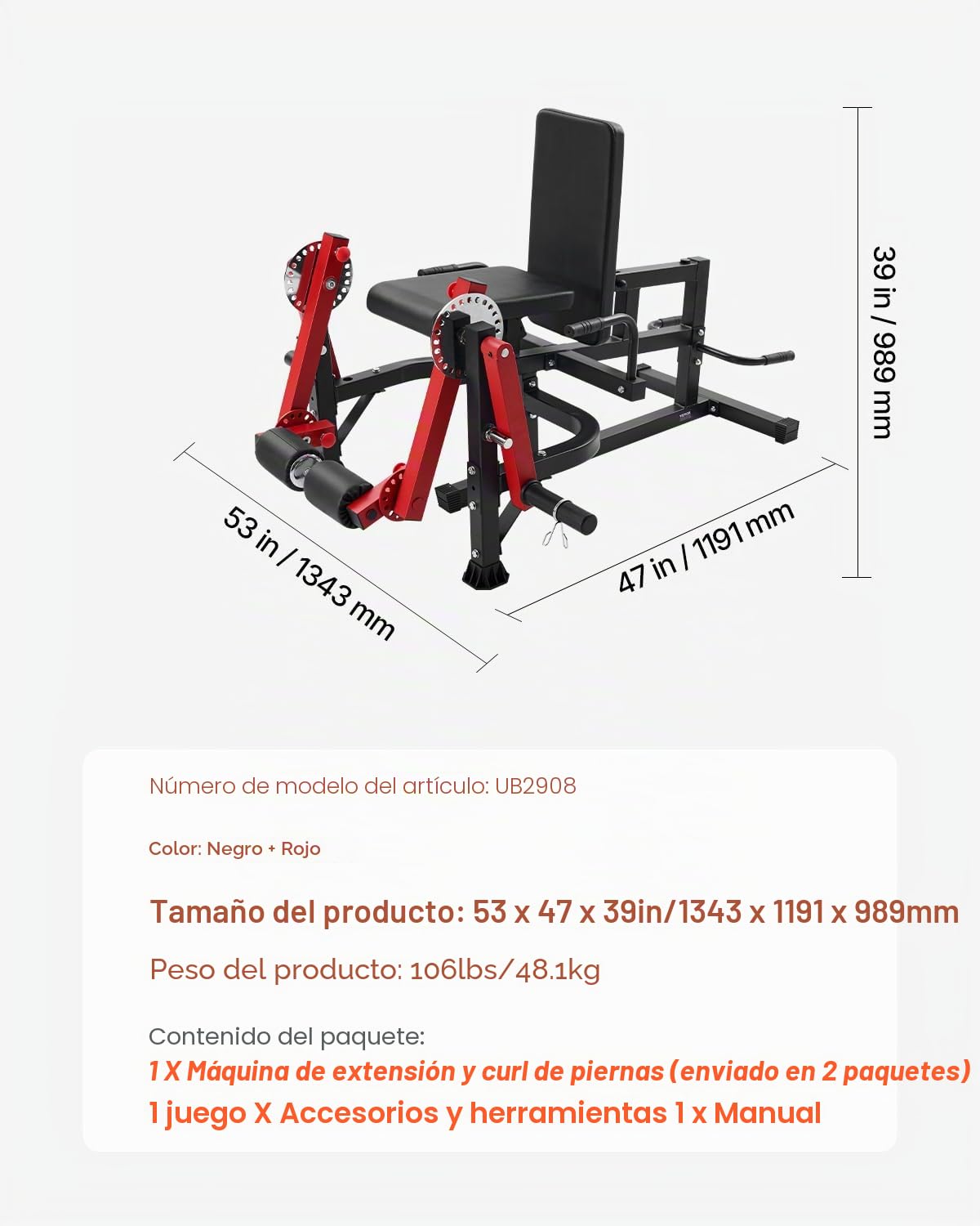 VEVOR Máquina de extensión de piernas y rizos, extensión giratoria de piernas sentadas para muslo, equipo de ejercicios especiales ajustable para la parte inferior del cuerpo, banco de entrenamiento